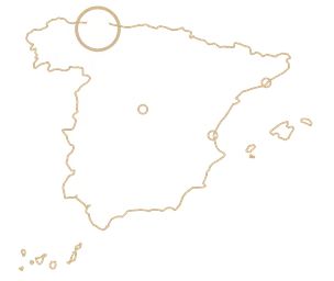 Mapa de España que destaca Asturias entre los cuatro lugares del proceso artesanal