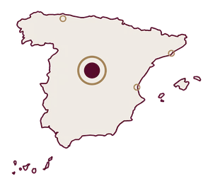 Mapa de España que destaca Madrid entre los cuatro lugares del proceso artesanal