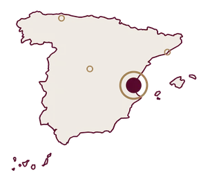 Mapa de España que destaca Valencia entre los cuatro lugares del proceso artesanal